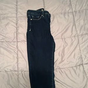 dark blue high rise skinny jeans